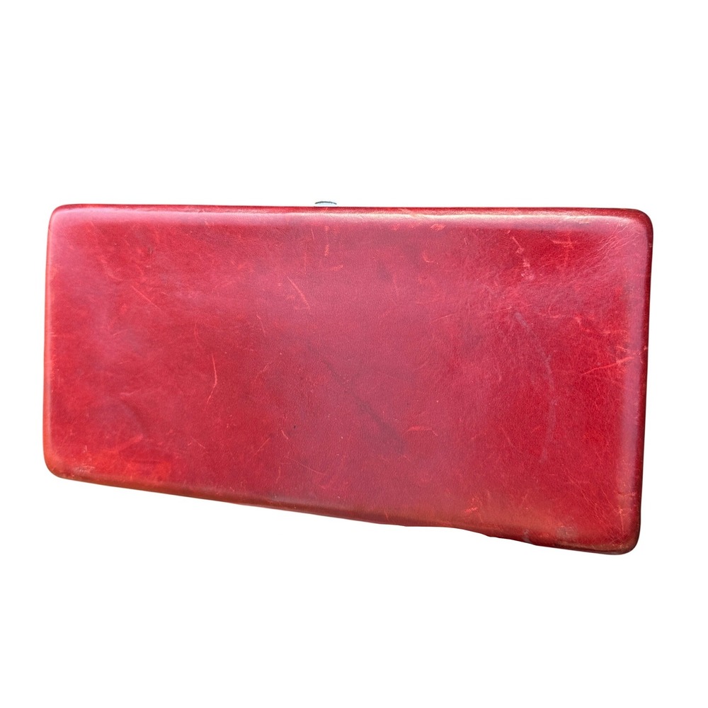 Abas Red Leather Frame Clutch Wallet Silver Tone Hardware Vintage Organiser